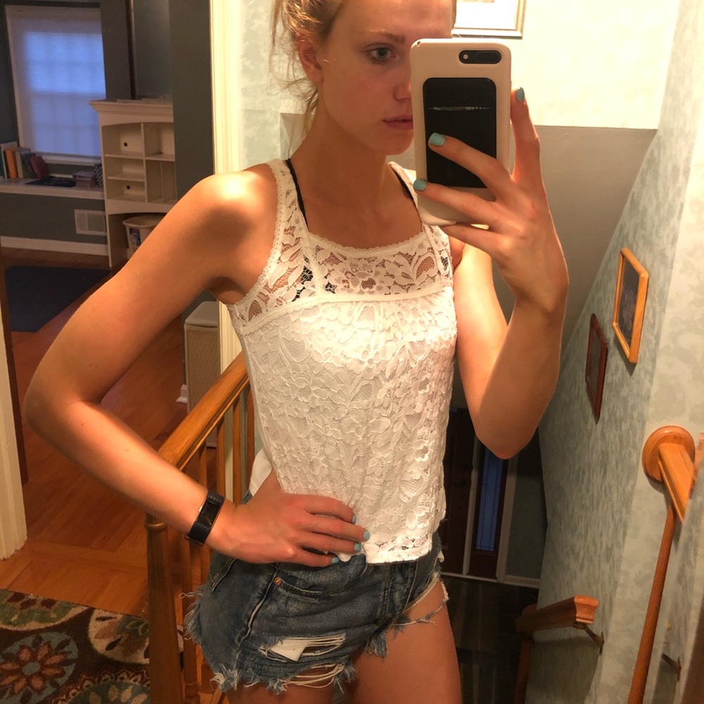 Hollister White Lace Tank Top